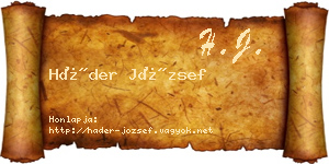 Háder József névjegykártya